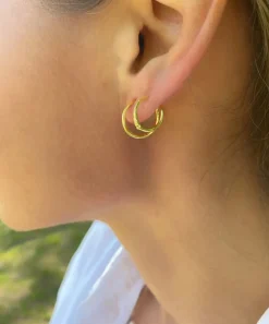 AND COPENHAGEN Shiny Double Swirl Hoops