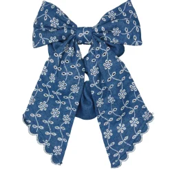 BECK SÖNDERGAARD Angela Denim Bow Scrunchie Coronet Blue
