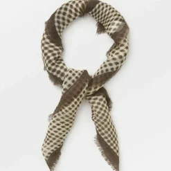 BECK SÖNDERGAARD Gingham Wica Scarf Deep Taupe Brown