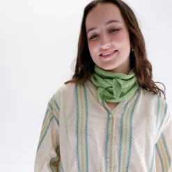 BLACK COLOUR Kitty Triangle Scarf Green