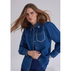 BRUUNS BAZAAR Cana Bess Shirt Dark Blue Denim