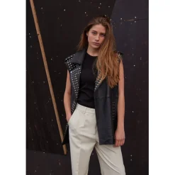 BRUUNS BAZAAR Clove Zhoa Leather Waistcoat Sort