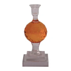 C'EST BON Høj krystal stage på fod med graveringer, rav, 25cm