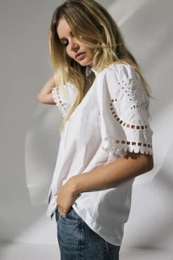 CO' COUTURE Kellise Embroidery SS Shirt Hvid