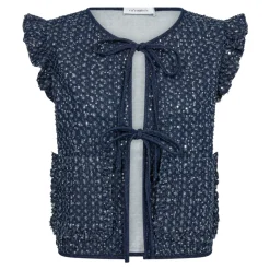 CO' COUTURE Sequin Denim Vest Denim Blue