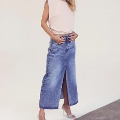 CO' COUTURE Vika CC Slit Denim Skirt