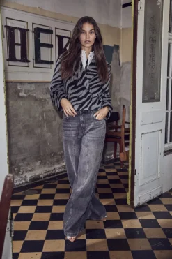 CO' COUTURE Zuri Zebra Crop Jacket Dark Grey