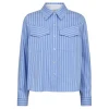 HAUTE L'AMITIE Blue Stripe Logo Print Shirt