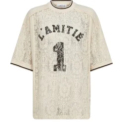 HAUTE L'AMITIE Lace Football Tee Pearl