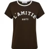 HAUTE L'AMITIE Neckline Logo Tee Mocca