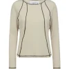 HAUTE L'AMITIE Reverse Seam Rib Blouse Almond