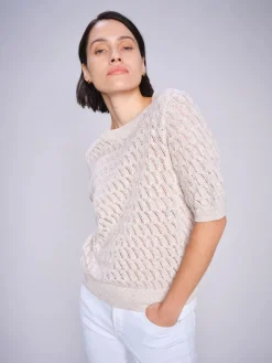 MOS MOSH Karin Marisol SS Linen Knit Feather Gray