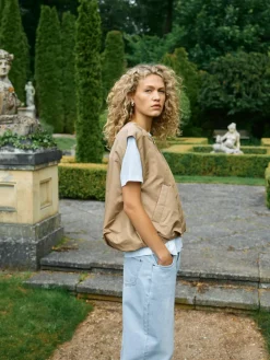 MOS MOSH Kura Solid Waistcoat Sesame