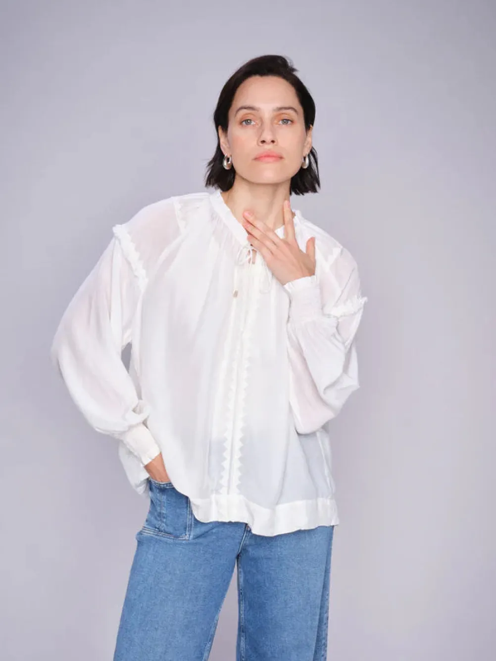 MOS MOSH Marb Sansa Emb Blouse Ecru