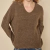 MOS MOSH Thora V-Neck Knit Rain Drum