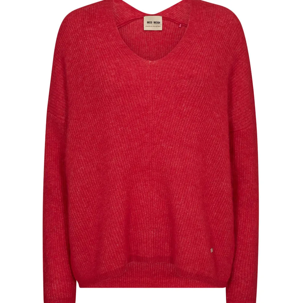 MOS MOSH Thora V-Neck Knit Chinese Red