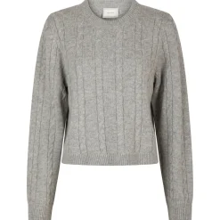 NEO NOIR Amiri Cable Knit Blouse Light Grey