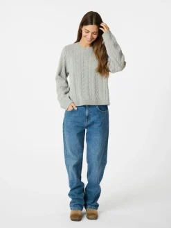 NEO NOIR Amiri Cable Knit Blouse Light Grey