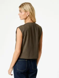 NEO NOIR Birtha Waistcoat Brown Melange