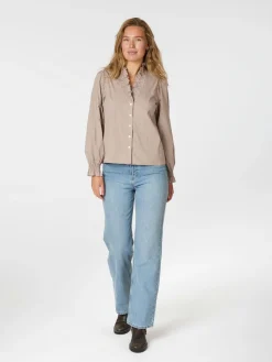 NEO NOIR Brielle Stripe Shirt Brown