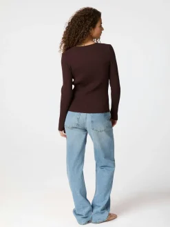 NEO NOIR Carlton Knit Blouse Brown