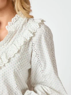 NEO NOIR Degas Embroidery Blouse Off White