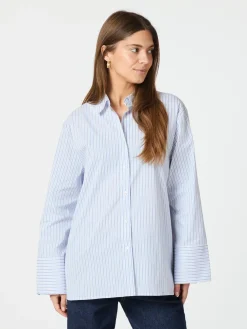 NEO NOIR Dita Mini Stripe Shirt Light Blue