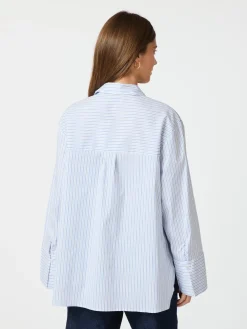 NEO NOIR Dita Mini Stripe Shirt Light Blue