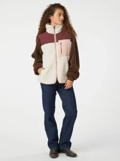 NEO NOIR Eagle Contrast Teddy Jacket Burgundy