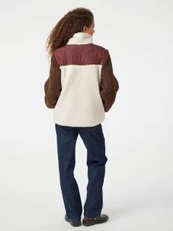 NEO NOIR Eagle Contrast Teddy Jacket Burgundy