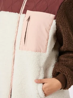 NEO NOIR Eagle Contrast Teddy Jacket Burgundy