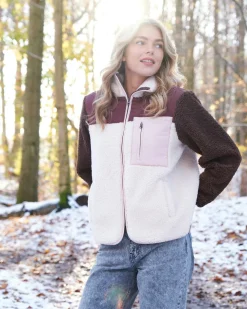 NEO NOIR Eagle Contrast Teddy Jacket Burgundy