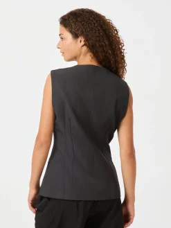 NEO NOIR Fabia Structure Waistcoar Dark Grey