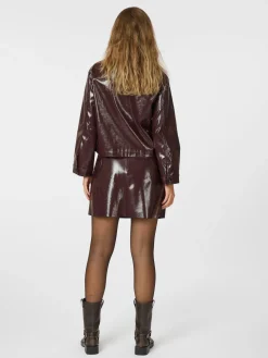 NEO NOIR Hemie Patent Skirt Burgundy
