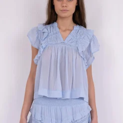 NEO NOIR Jayla S Voile Top Light Blue