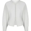 NEO NOIR Lilly Pearl Knit Cardigan Light Grey Melange