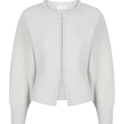 NEO NOIR Lilly Pearl Knit Cardigan Light Grey Melange
