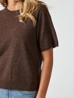 NEO NOIR Missy Knit Tee Brown Melange
