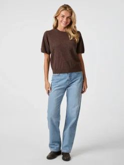 NEO NOIR Missy Knit Tee Brown Melange