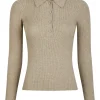 NEO NOIR Panama Knit Blouse Beige Melange