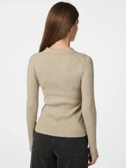 NEO NOIR Panama Knit Blouse Beige Melange