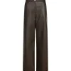 NEO NOIR Pinur Faux Leather Pants Dark Brown