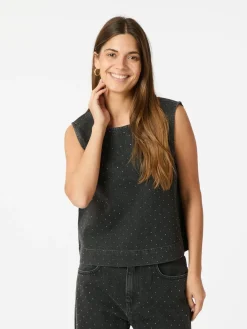 NEO NOIR Rissa Bedazzled Denim Top Black