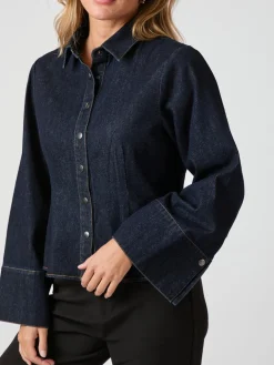 NEO NOIR Rosa Denim Shirt Dark Blue
