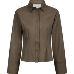 NEO NOIR Rosa Faux Suede Shirt Dark Brown