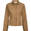 NEO NOIR Rosa Faux Suede Shirt Cognac