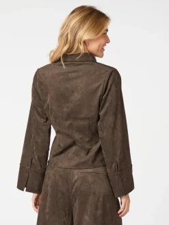 NEO NOIR Rosa Faux Suede Shirt Dark Brown