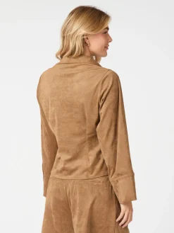 NEO NOIR Rosa Faux Suede Shirt Cognac