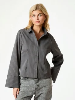 NEO NOIR Rosa Pinstripe Shirt Grey
