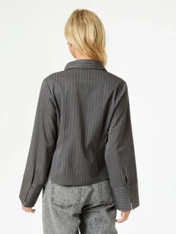 NEO NOIR Rosa Pinstripe Shirt Grey